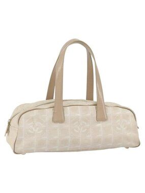 Authentic CHANEL New Travel Line Shoulder Bag Nylon Pink Gold CC